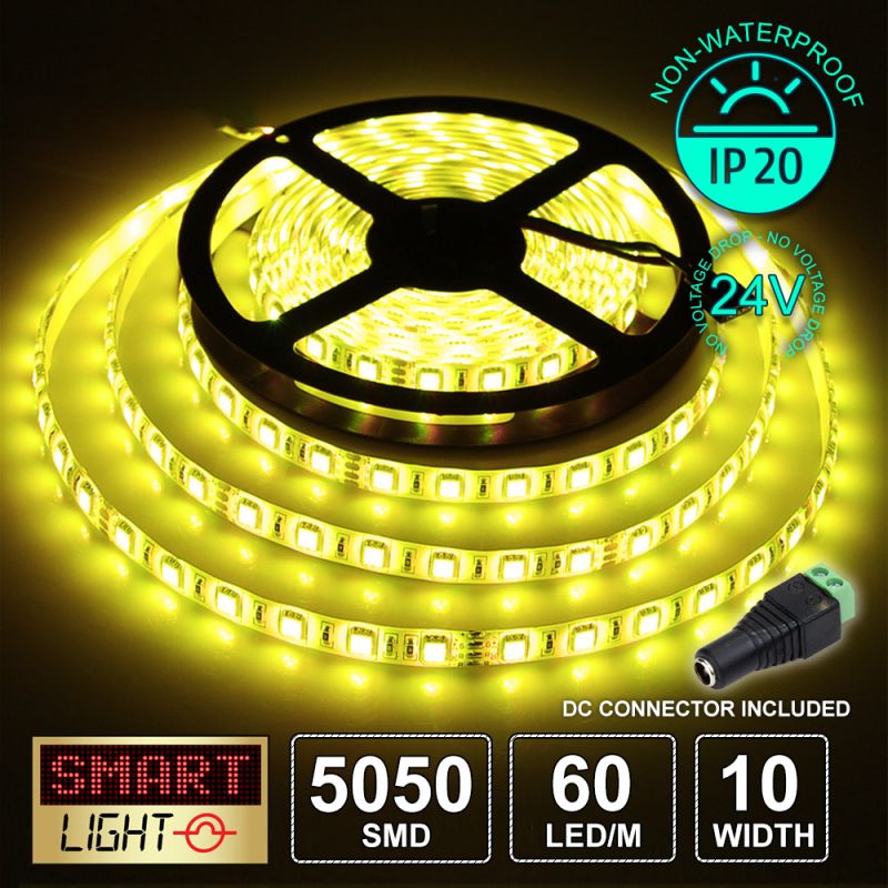 24V/10m SMD 5050 IP20 Non-Waterproof Strip 600 LED - YELLOW