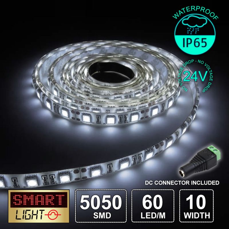 24V/10m SMD 5050 IP65 Waterproof Strip 600 LED - COOL WHITE