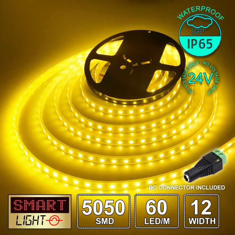 24V/10m SMD 5050 IP67 Waterproof Strip 600 LED - YELLOW