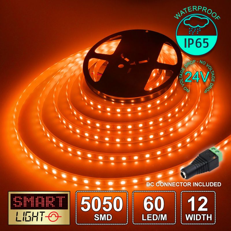 60 LED/M 24V SMD 5050 RED LED Strip IP67 (White PCB)