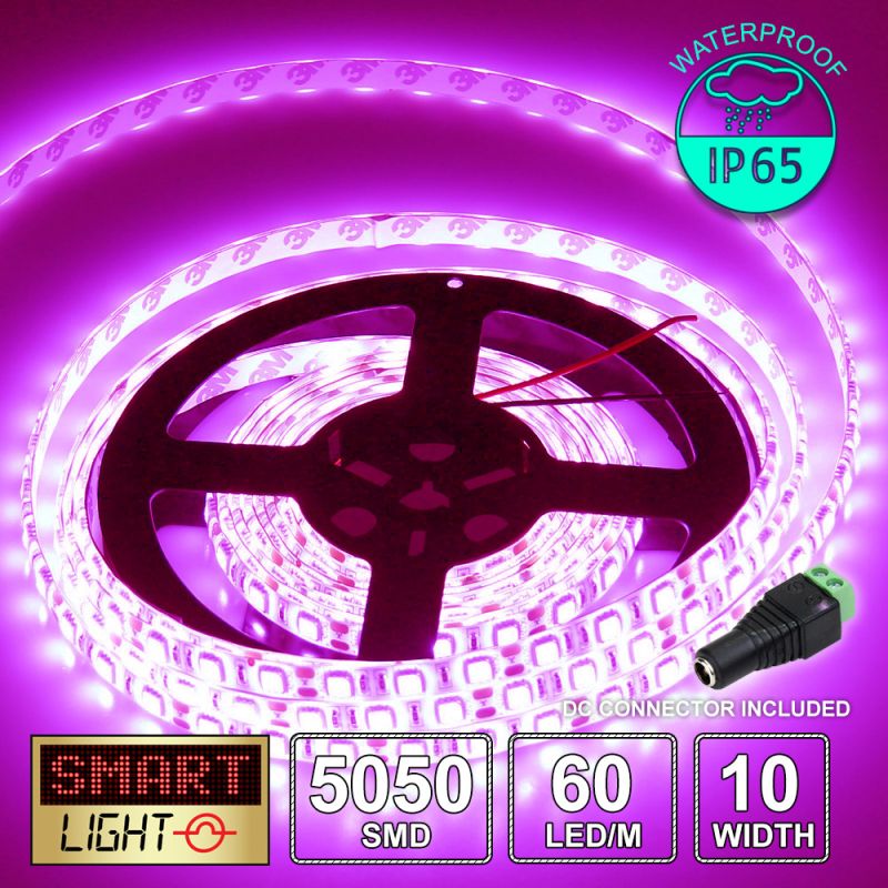 60 LED/M 12V SMD 5050 PINK/MAGENTA LED Strip IP65 (White PCB)