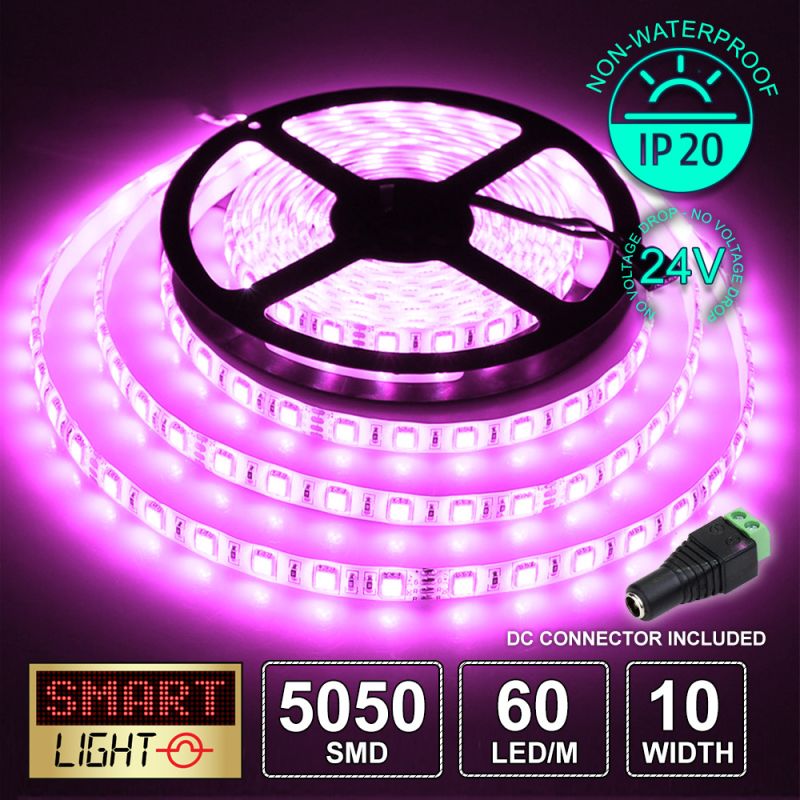24V/1M SMD 5050 IP20 Non-Waterproof Strip 60 LED - PINK
