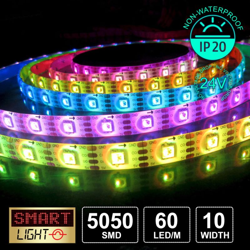 60 LED/M 24V SMD 5050 RGB LED Strip IP20 (White PCB)