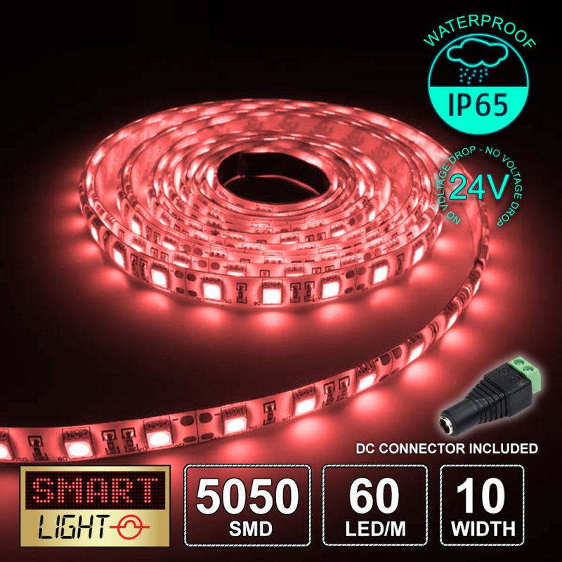 24V/1M SMD 5050 IP65 Waterproof Strip 60 LED - RED