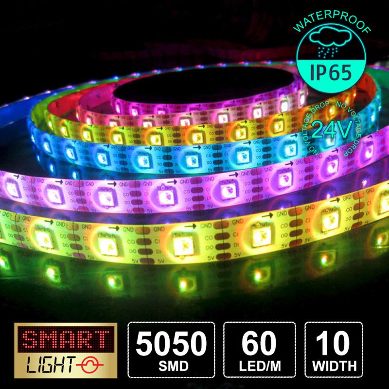 60 LED/M 24V SMD 5050 RGB LED Strip IP65 (White PCB)