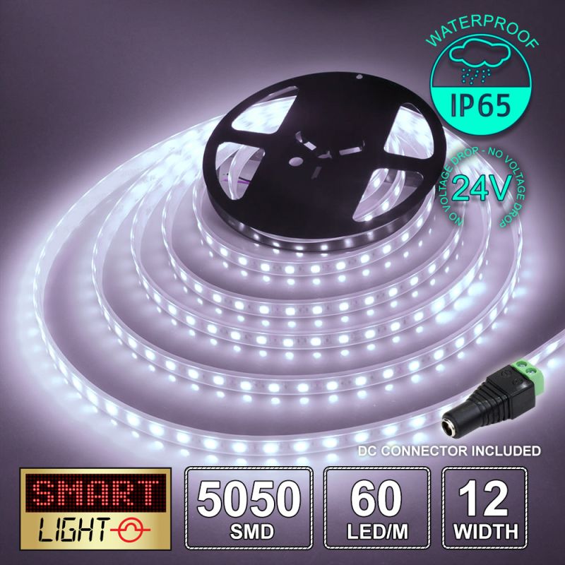 24V/20m SMD 5050 IP67 Waterproof Strip 1200 LED - COOL WHITE