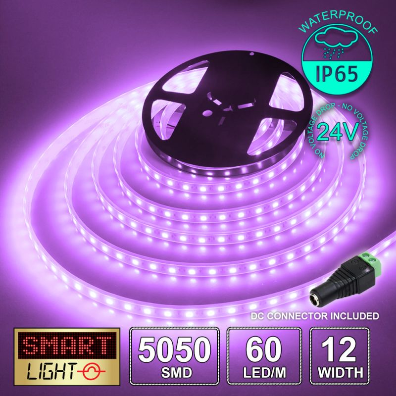 24V/20m SMD 5050 IP67 Waterproof Strip 1200 LED - PURPLE