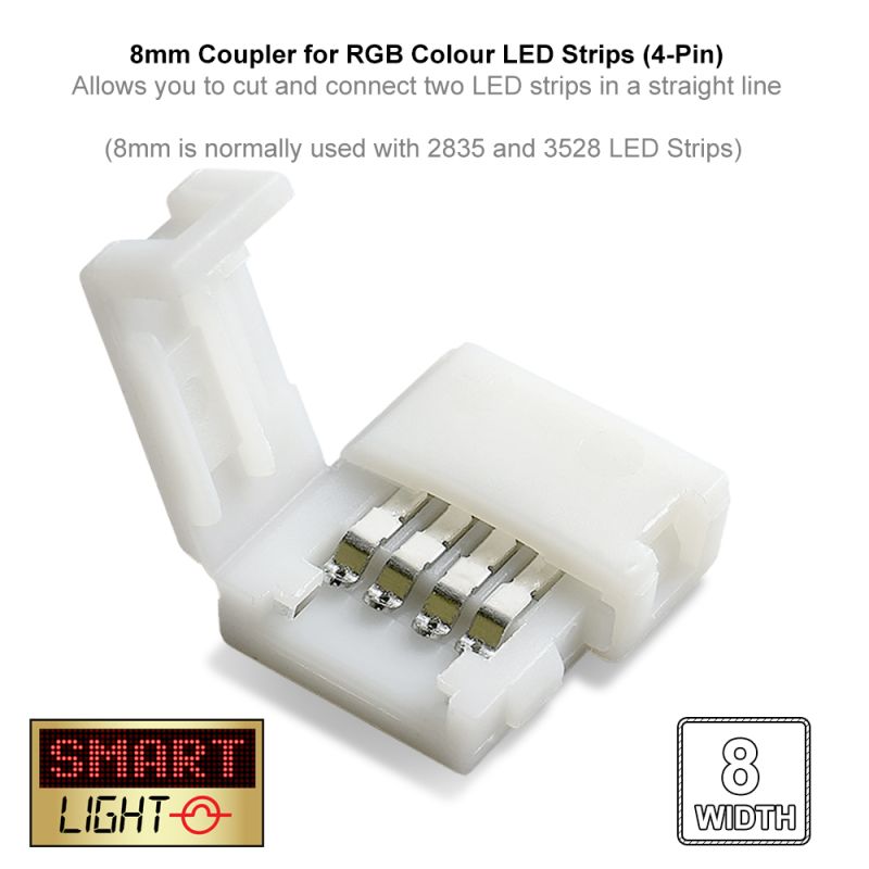 4-Pin / 8mm RGB LED Strip Straight Connector