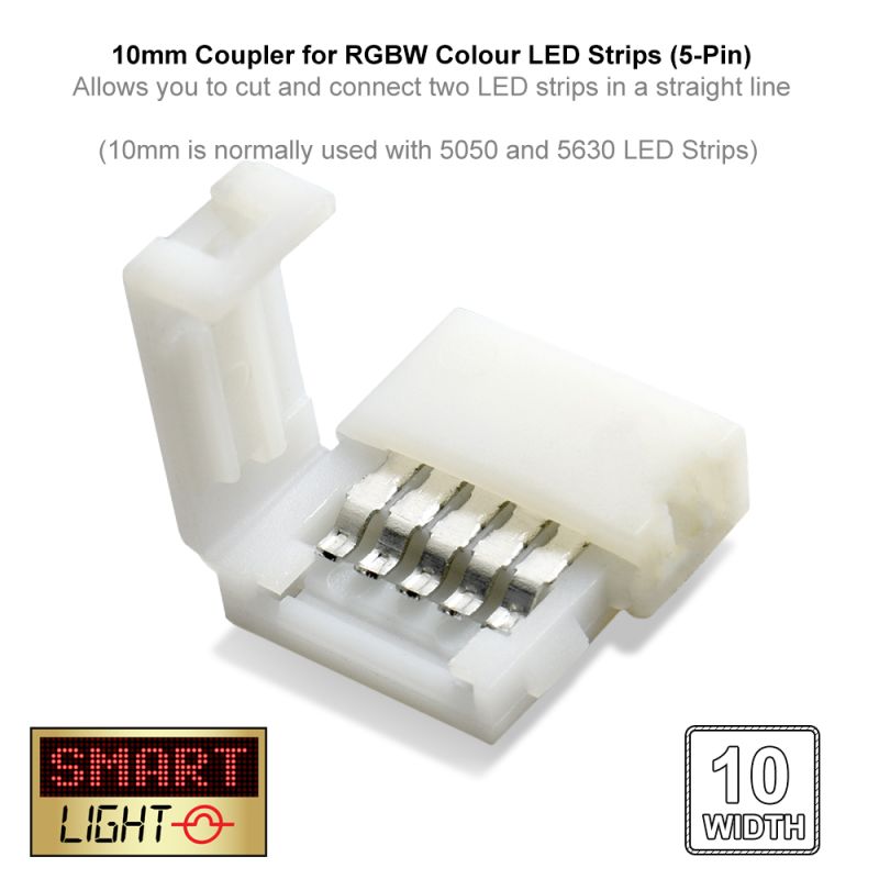 5-Pin / 10mm RGBW LED Strip Straight Connector