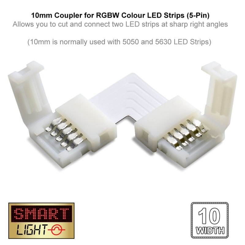 5-Pin / 10mm RGBW LED Strip L Connector