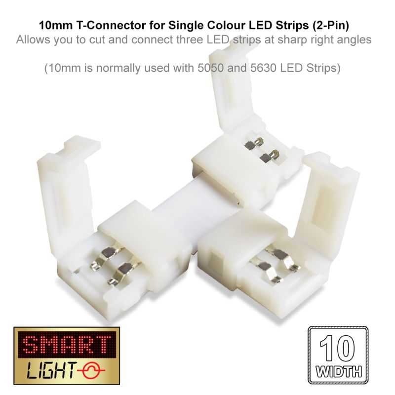 2-Pin / 10mm Single Colour LED Strip T Connector