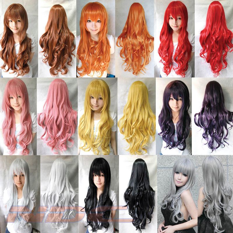 80cm Cosplay Coloured Wig - CURLY/WAVY