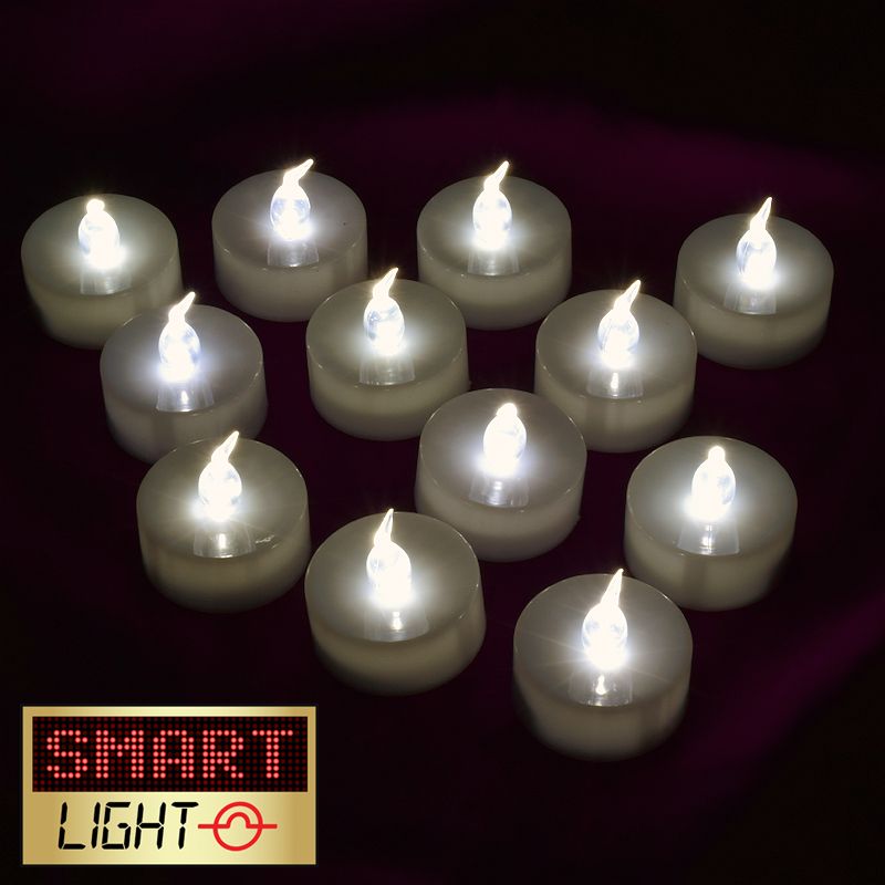 WHITE Flameless Flickering/Steady LED Tea Lights