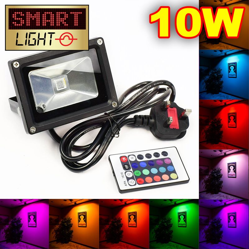L874 -- SmartLight RGB LED Flood Light with Remote UK PLUG - 10W
