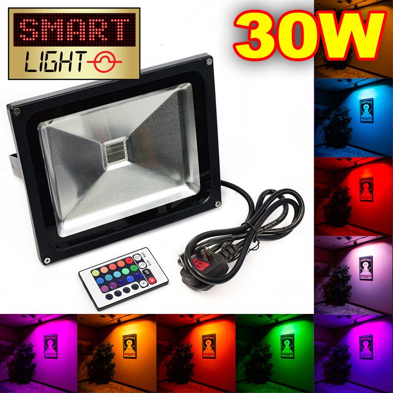 L874 -- SmartLight RGB LED Flood Light with Remote UK PLUG - 30W