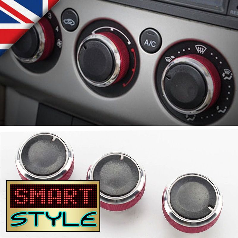 RED Aluminium Air-Con Knob Set for Ford Focus