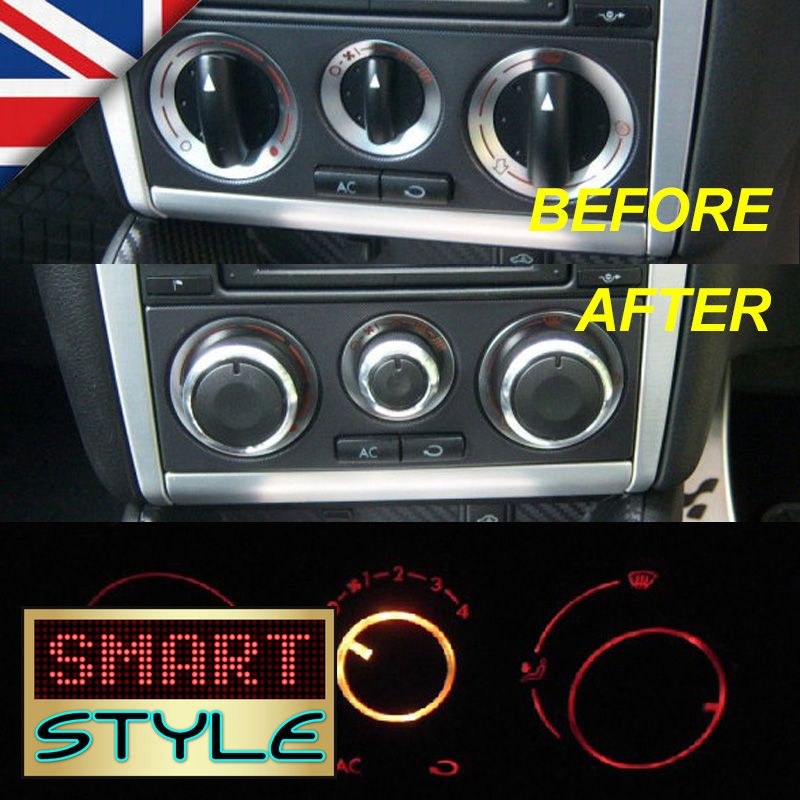 BLACK Aluminium Air-Con Knob Set for Golf MK4 etc - BLACK