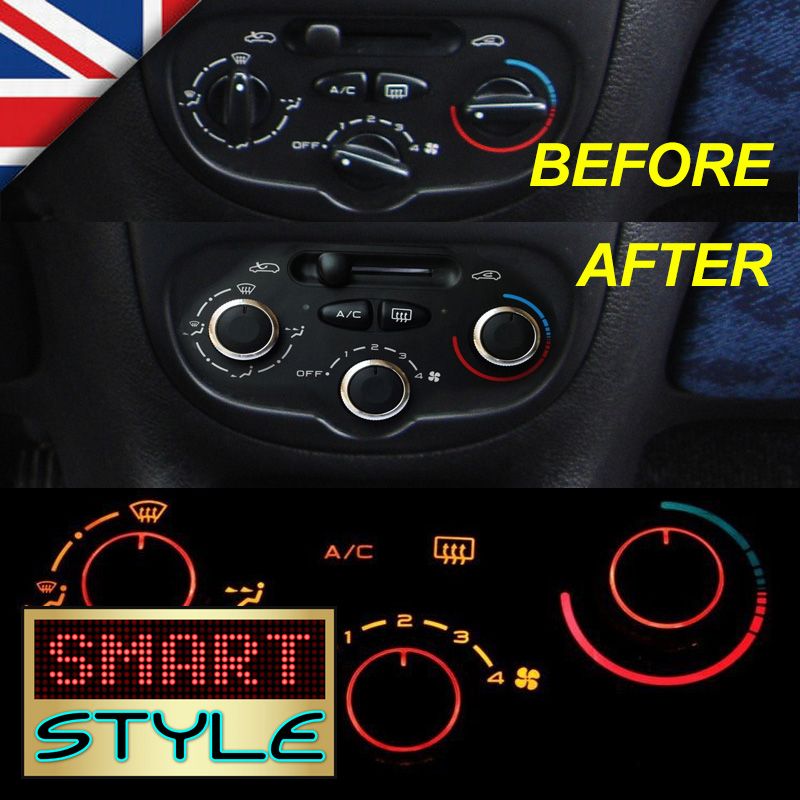 BLACK Aluminium Air-Con Knob Set for PEUGEOT 206