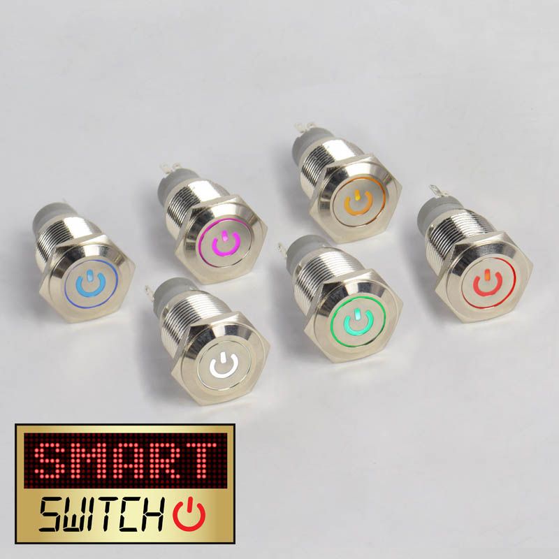 SmartSwitch 19mm 12v POWER LED Chrome Momentary Illuminated Switch