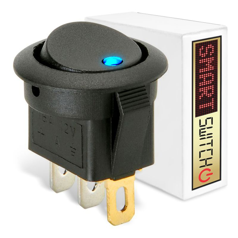 20 x SmartSwitch SPST 20mm 12V/16A Illuminated Round Rocker Switch - BLUE LED