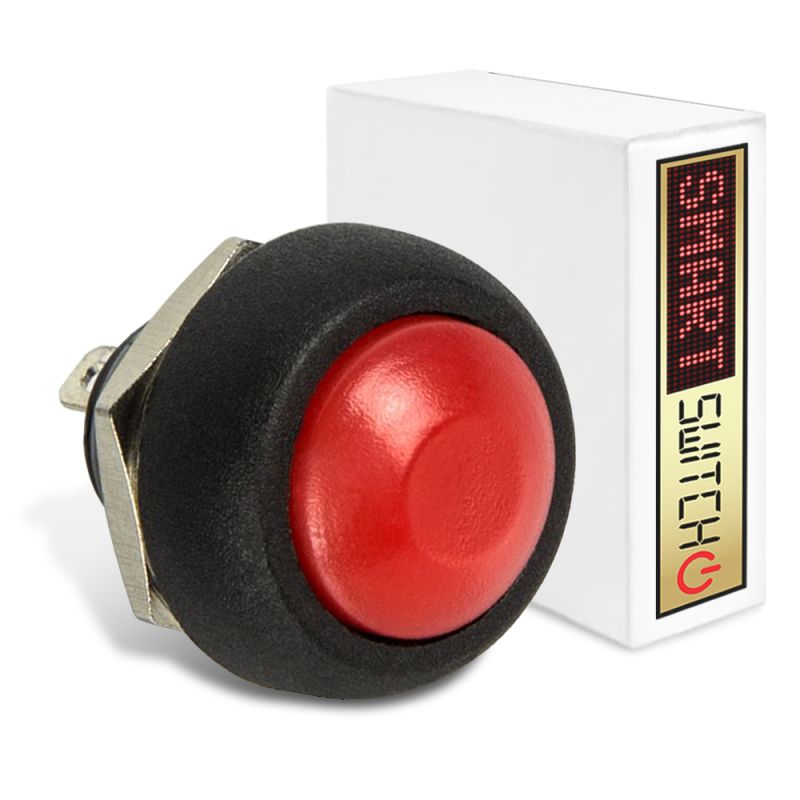 1 x SmartSwitch SPST 12mm Round Momentary Plastic Button - RED