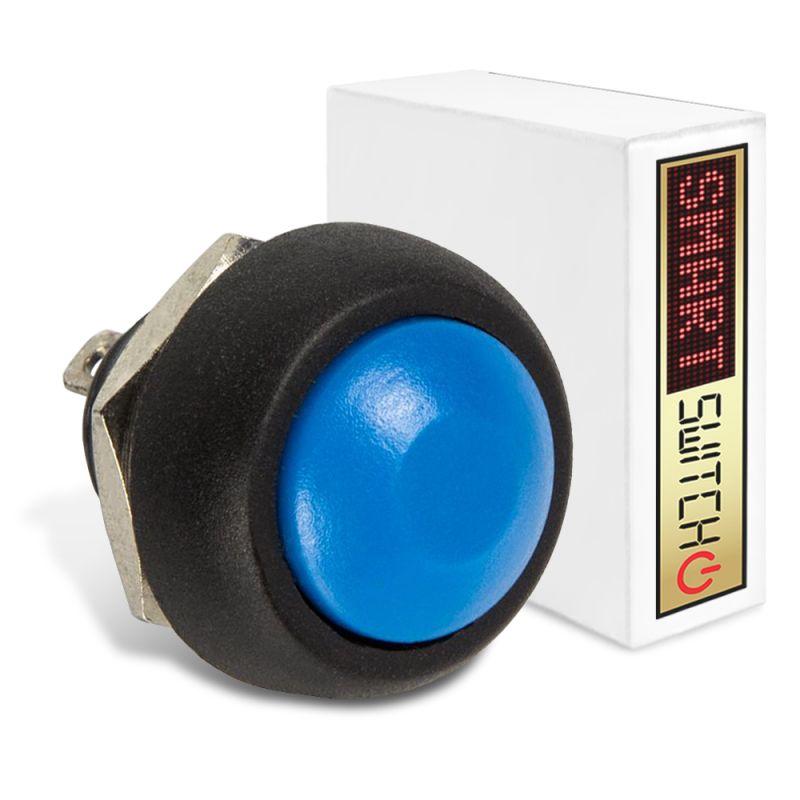 1 x SmartSwitch SPST 12mm Round Momentary Plastic Button - BLUE