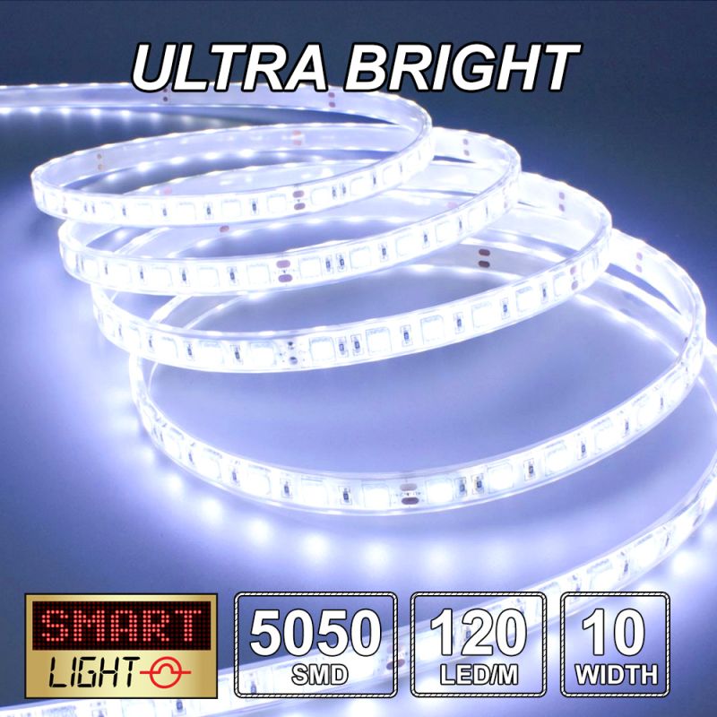 12V/5M WHITE Ultra Bright 600 LED Light Strip Sticky Tape SMD 5050 DC 120LED/M 10mm