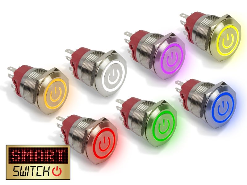 25mm Angel Eye® Power DPDT / 2NO2NC Stainless Steel Push Button LED Switch (for 22mm Hole)