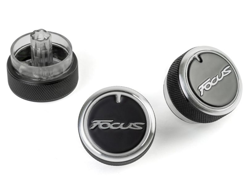 BLACK (WITH LOGO) Aluminium Air-Con Knob Set for Ford Focus