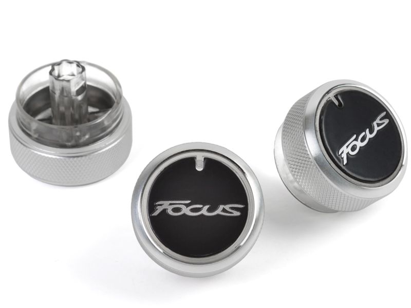 SILVER (WITH LOGO) Aluminium Air-Con Knob Set for Ford Focus