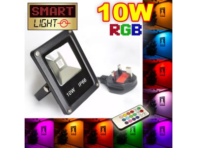 Flat RGB LED Flood Light with Remote - 10W