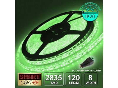 12V/5M SMD 2835 IP20 Non-Waterproof 8mm LED Strip 600 LED (120LED/M) - GREEN