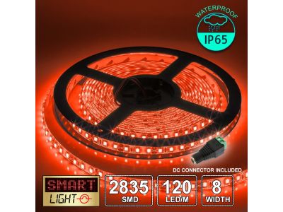 12V/5M SMD 2835 IP65 Waterproof 8mm LED Strip 600 LED (120LED/M) - RED