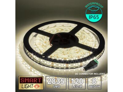 12V/5M SMD 2835 IP65 Waterproof 8mm LED Strip 600 LED (120LED/M) - WARM WHITE