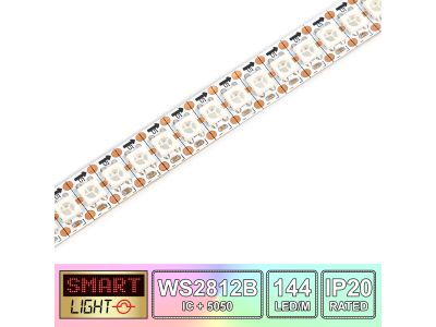 144 LED/M WS2812B RGB Addressable LED Strip IP20 (White PCB)