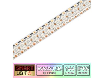 144 LED/M WS2812B RGB Addressable LED Strip IP65 (White PCB)