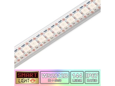 144 LED/M WS2812B RGB Addressable LED Strip IP67 (White PCB)