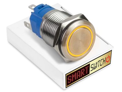 19mm Stainless Steel ANGEL EYE HALO Momentary LED Switch 12V/3A (16mm Hole) - ORANGE