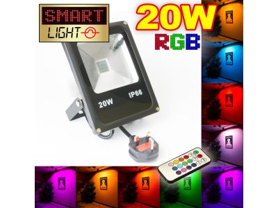 Flat RGB LED Flood Light with Remote - 20W