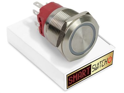 25mm 2NO2NC Stainless Steel ANGEL EYE HALO Momentary LED Switch 12V/3A (22mm Hole) - WHITE