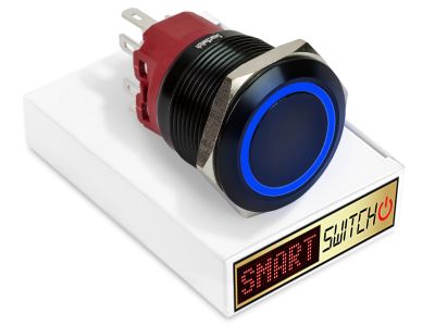 25mm 2NO2NC Black Aluminium ANGEL EYE HALO Latching LED Switch 12V/3A (22mm Hole) - BLUE