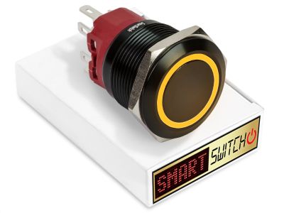 25mm 2NO2NC Black Aluminium ANGEL EYE HALO Latching LED Switch 12V/3A (22mm Hole) - ORANGE