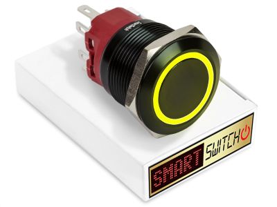 25mm 2NO2NC Black Aluminium ANGEL EYE HALO Momentary LED Switch 12V/3A (22mm Hole) - YELLOW