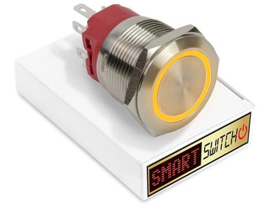 25mm 2NO2NC Stainless Steel ANGEL EYE HALO Latching LED Switch 12V/3A (22mm Hole) - ORANGE