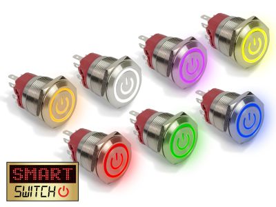 25mm Angel Eye® Power DPDT / 2NO2NC Stainless Steel Push Button LED Switch (for 22mm Hole)