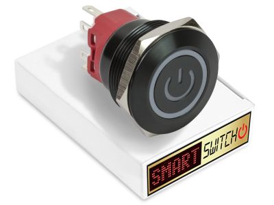 28mm 2NO2NC Black Aluminium ANGEL EYE POWER Momentary LED Switch 12V/3A (25mm Hole) - WHITE