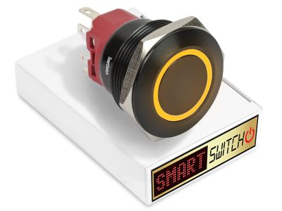 28mm 2NO2NC Black Aluminium ANGEL EYE HALO Latching LED Switch 12V/3A (25mm Hole) - ORANGE