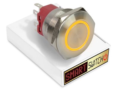28mm 2NO2NC Stainless Steel ANGEL EYE HALO Latching LED Switch 12V/3A (25mm Hole) - ORANGE
