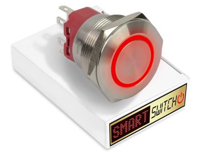 28mm 2NO2NC Stainless Steel ANGEL EYE HALO Latching LED Switch 12V/3A (25mm Hole) - RED