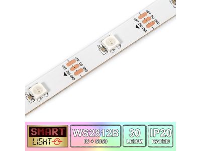 30 LED/M WS2812B RGB Addressable LED Strip IP20 (White PCB)